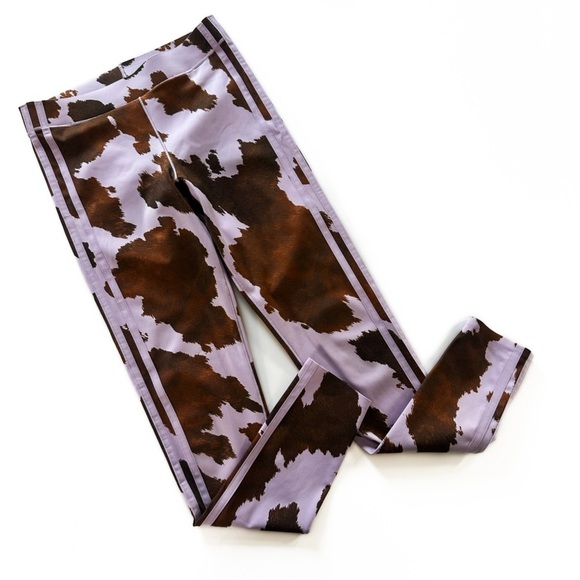 Ivy Park Adidas Girls Medium 11 12 Purple Cow Leggings - Picture 1 of 4